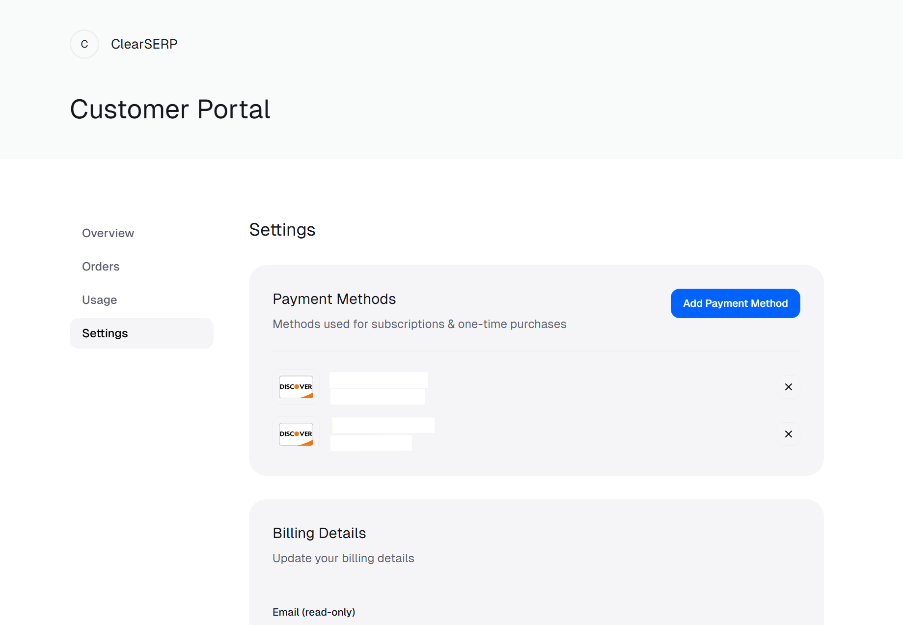 Payment Method and Billing Details