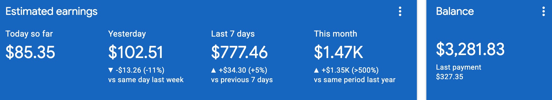 Earnings screenshot